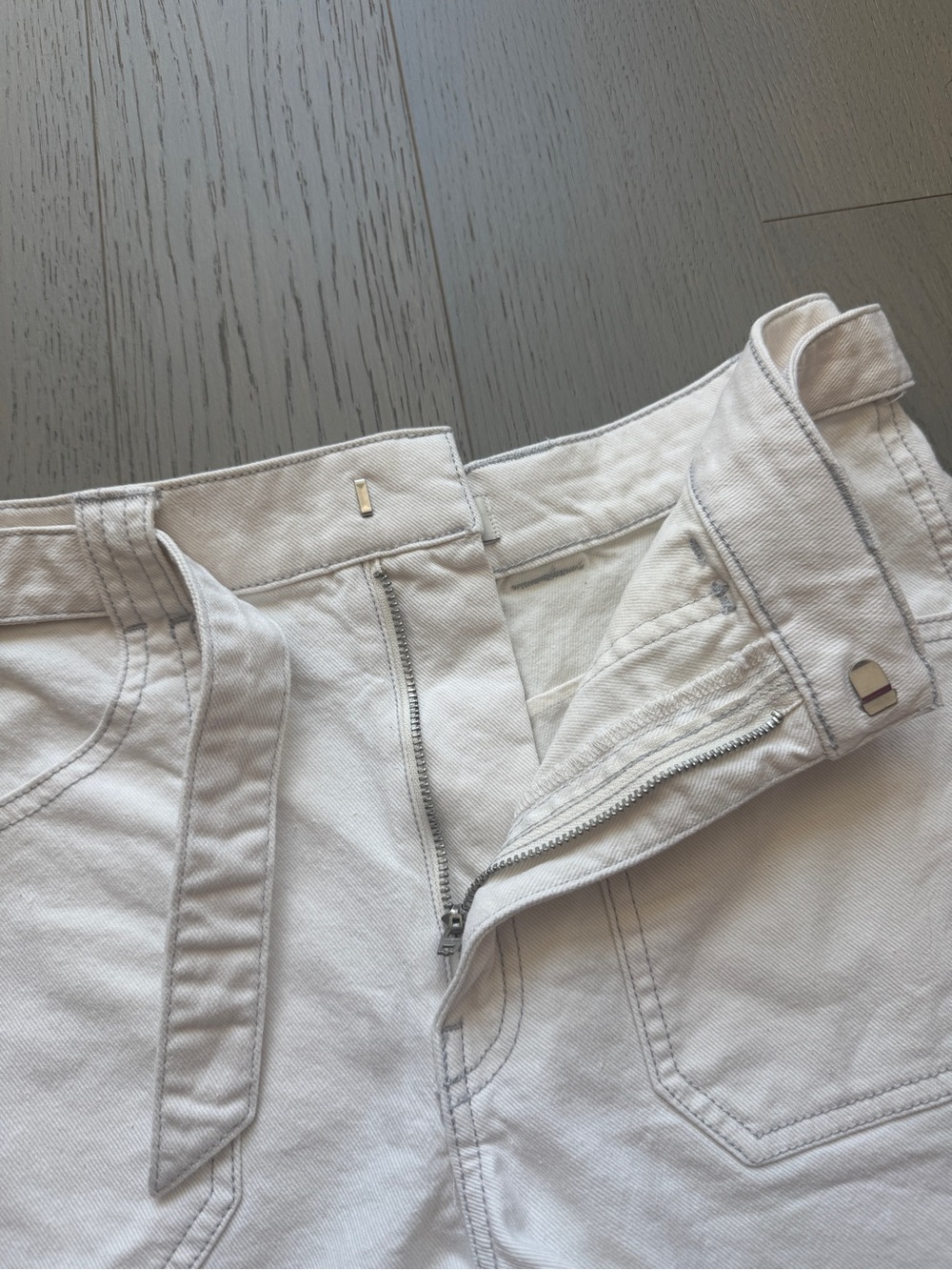 Club Monaco White High-Rise Denim Shorts - Picture 7 of 9
